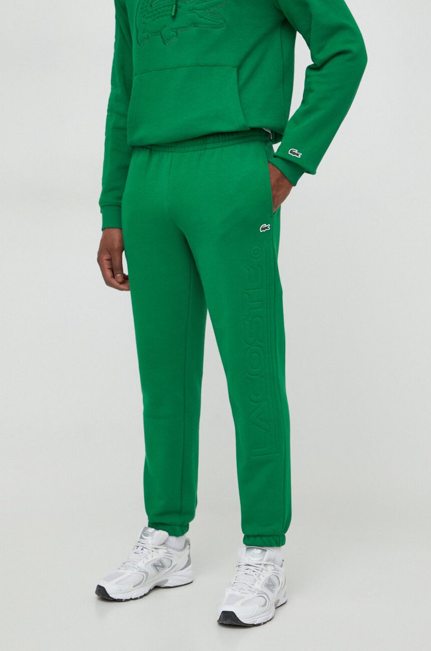 Lacoste pantaloni de trening culoarea verde, cu imprimeu