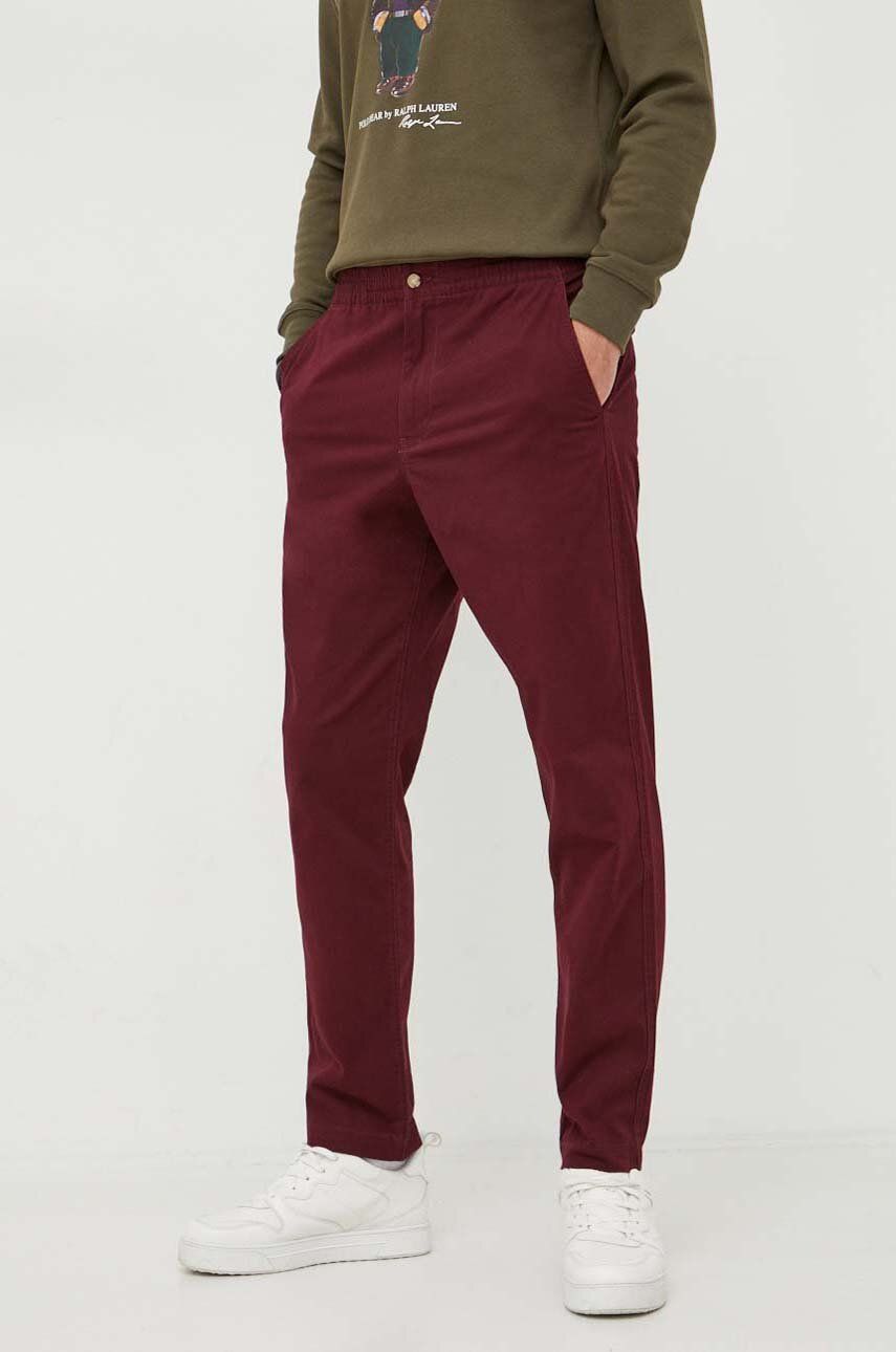 Kalhoty Polo Ralph Lauren pánské, vínová barva, jednoduché - burgundské -  97 % Bavlna
