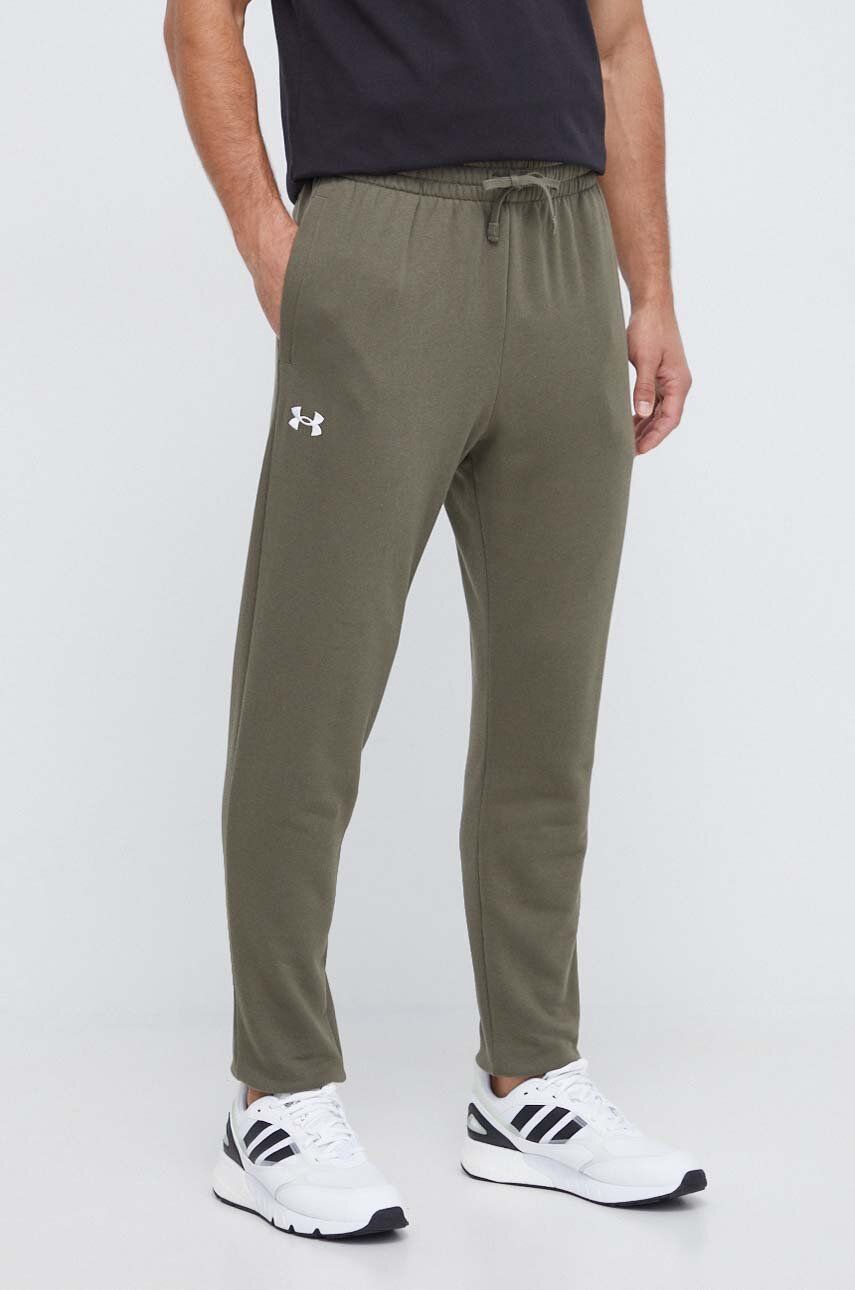 Under Armour pantaloni de trening culoarea verde, neted - Sh