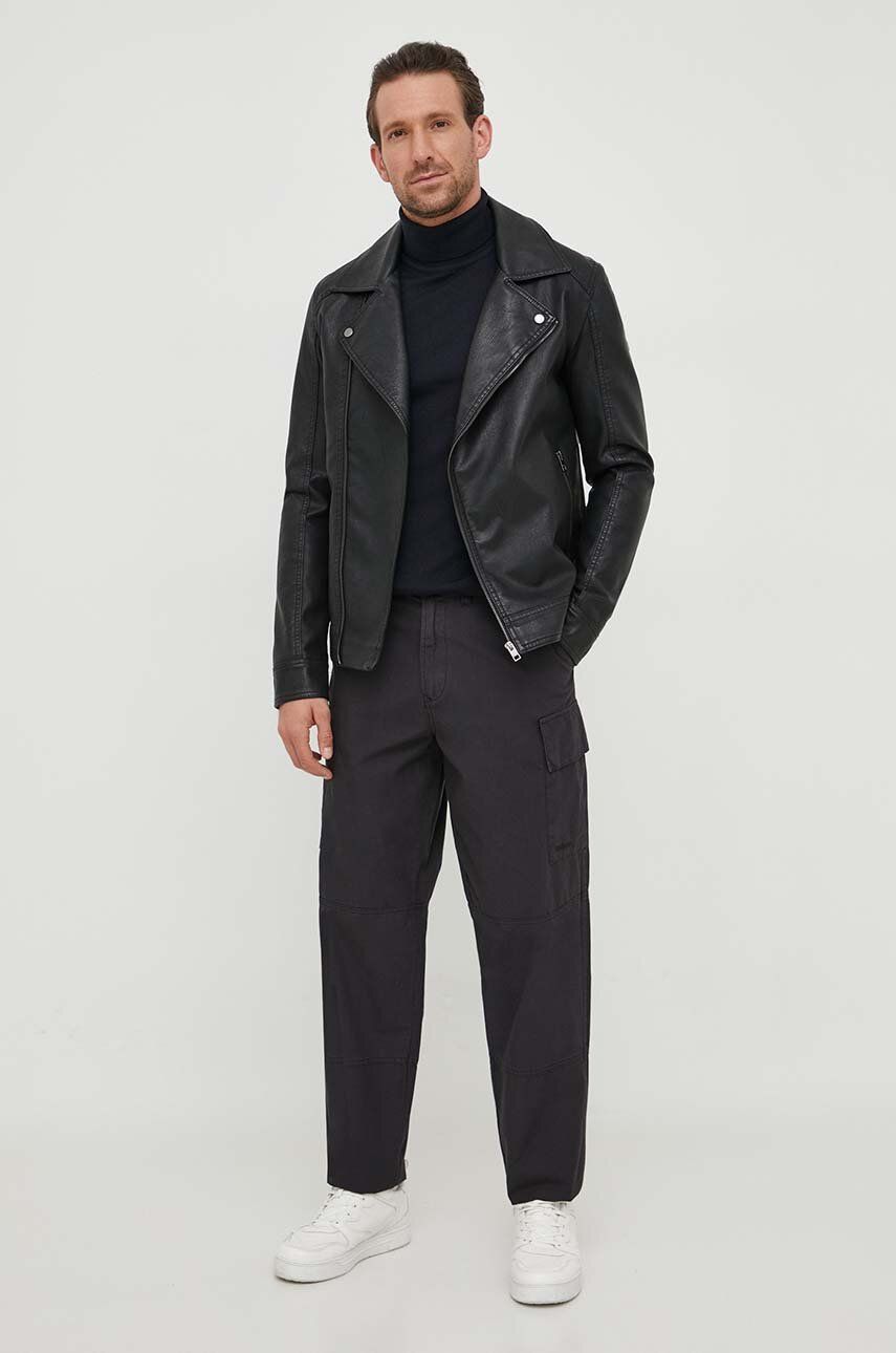 Barbour pantaloni de bumbac culoarea negru, cu fason cargo
