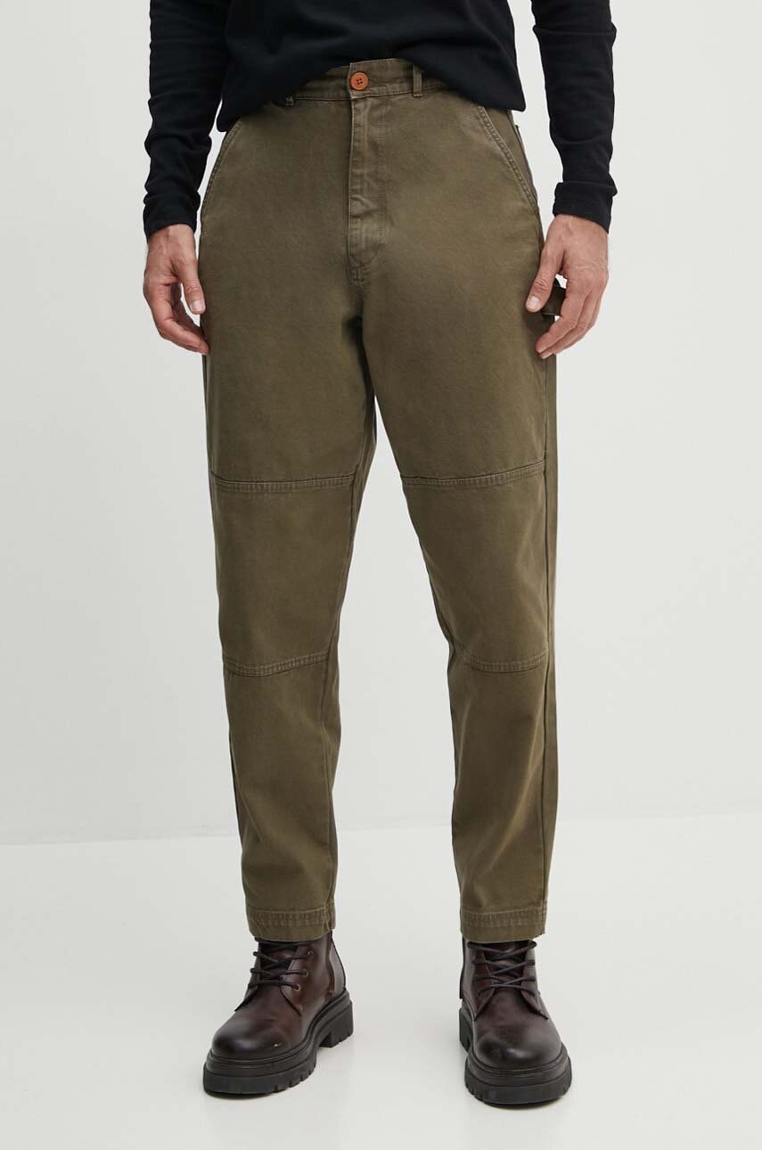 Barbour pantaloni de bumbac culoarea verde, cu fason chinos