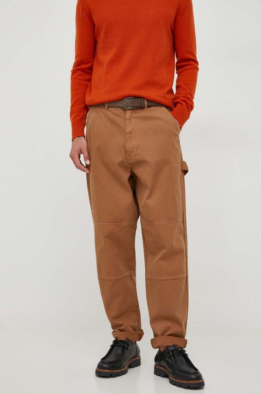 E-shop Bavlněné kalhoty Barbour hnědá barva, ve střihu chinos