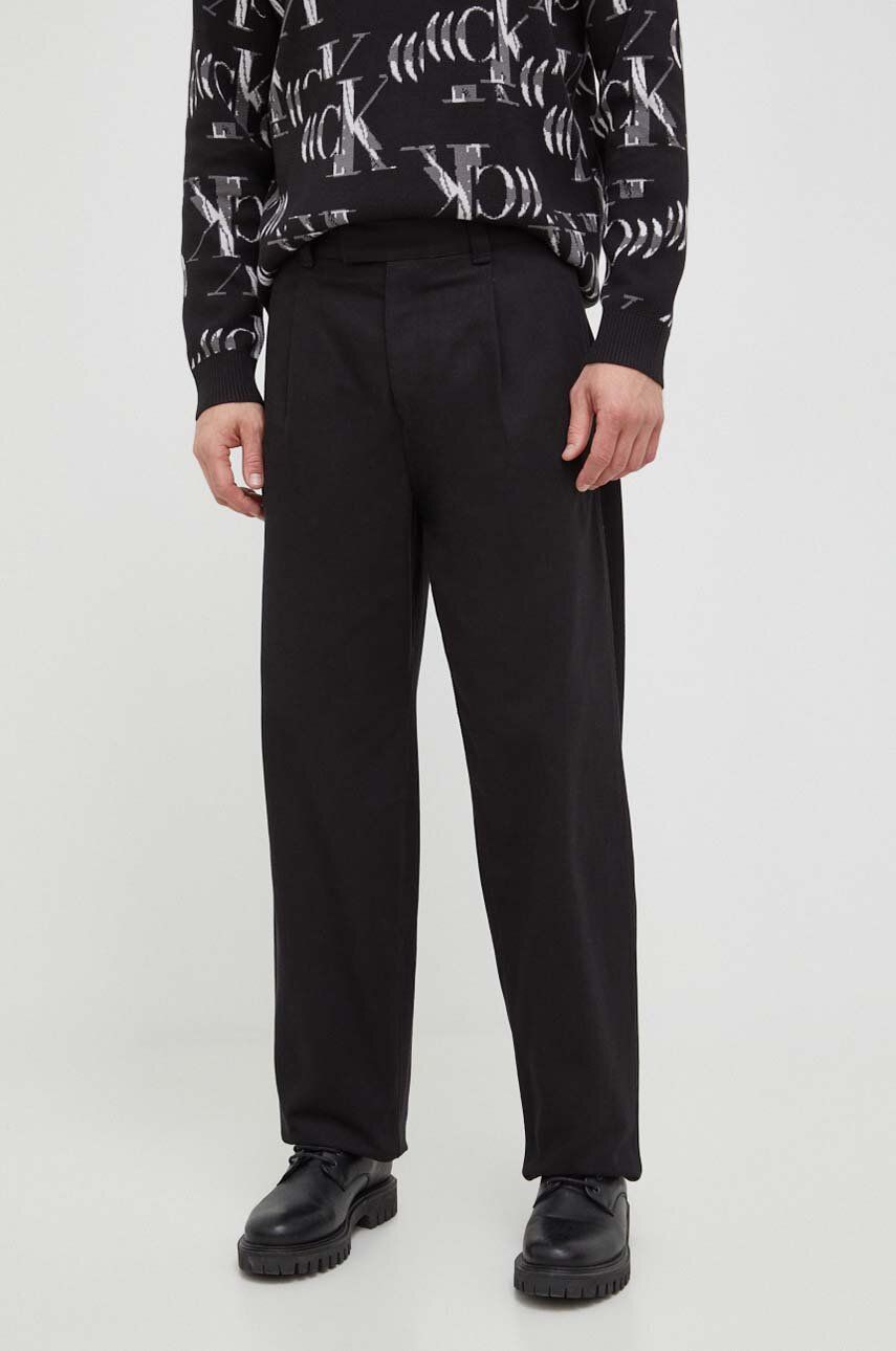 Levně Kalhoty Calvin Klein Jeans pánské, černá barva, jednoduché