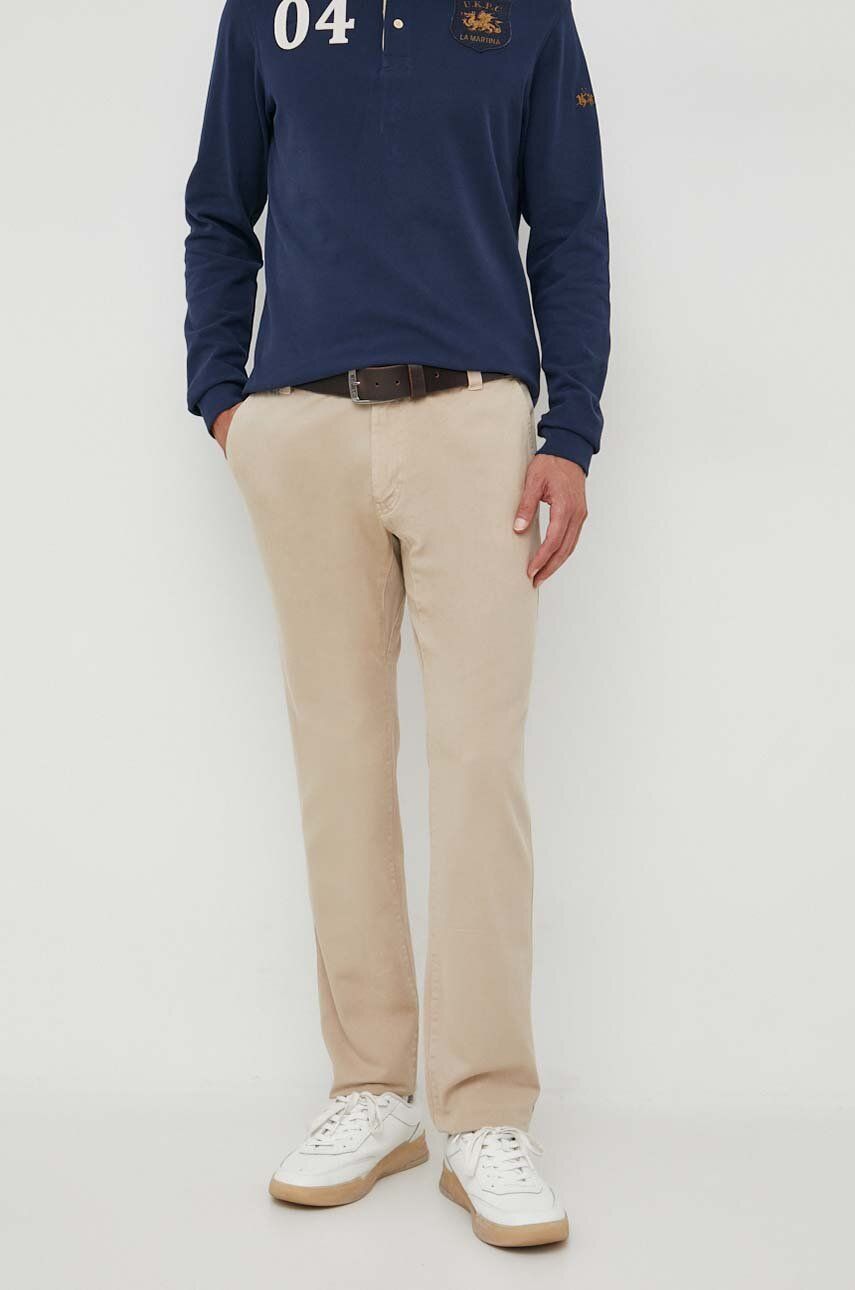 Bavlněné kalhoty Calvin Klein Jeans béžová barva, ve střihu chinos - béžová - 100 % Bavlna
