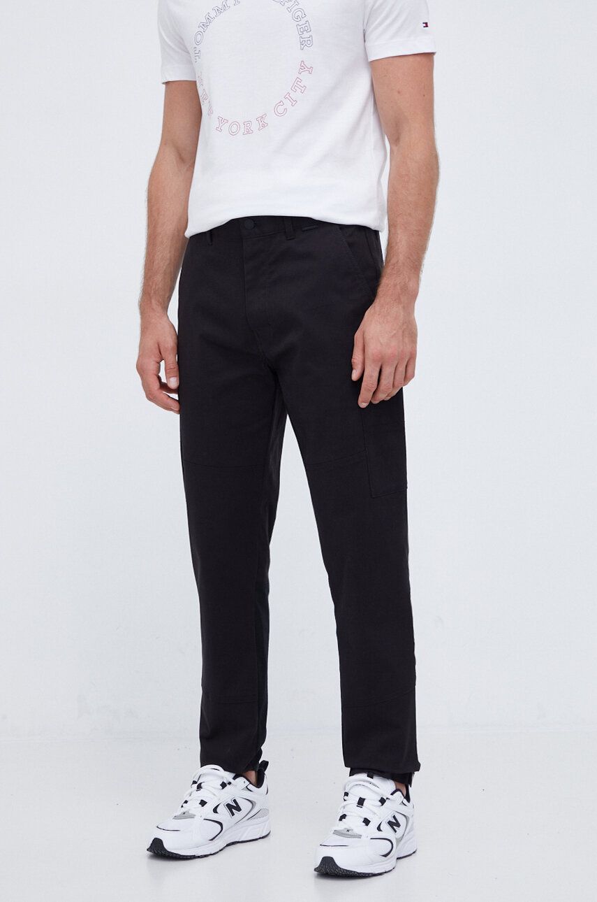 Kalhoty Calvin Klein pánské, černá barva, jednoduché - černá - 98 % Bavlna