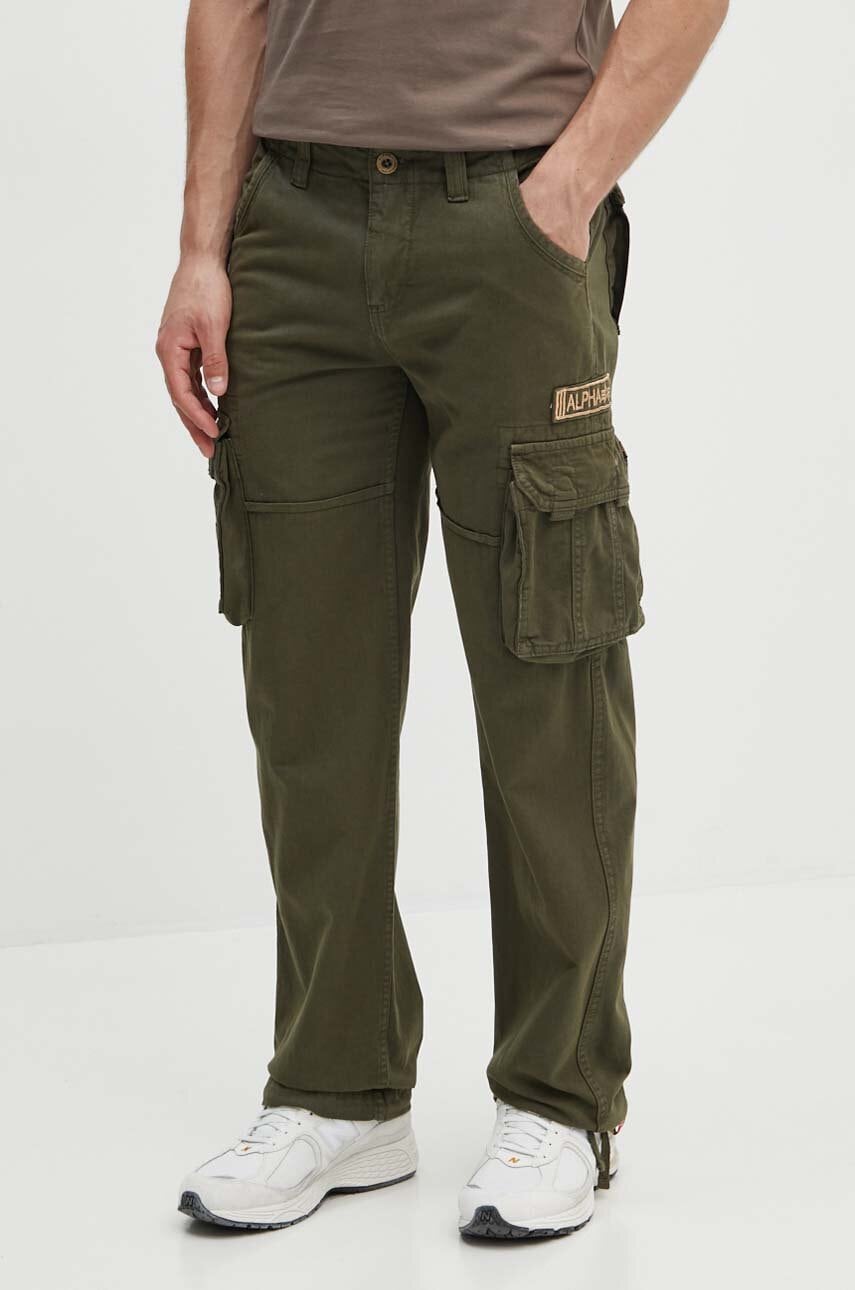 Alpha Industries pantaloni de bumbac Jet Pant culoarea verde, drept 101212.142