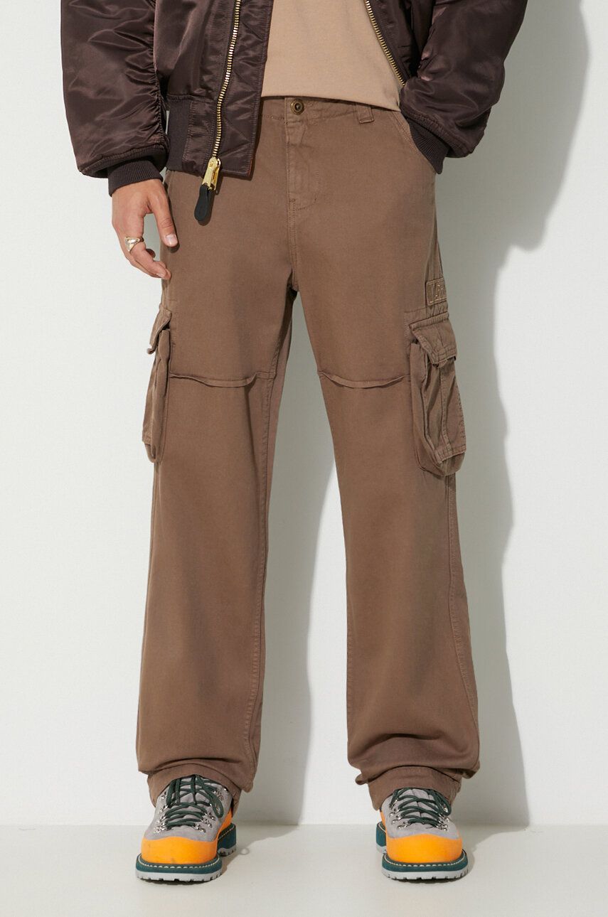 Alpha Industries pantaloni de bumbac Jet Pant culoarea bej, drept 101212.183 101212.183