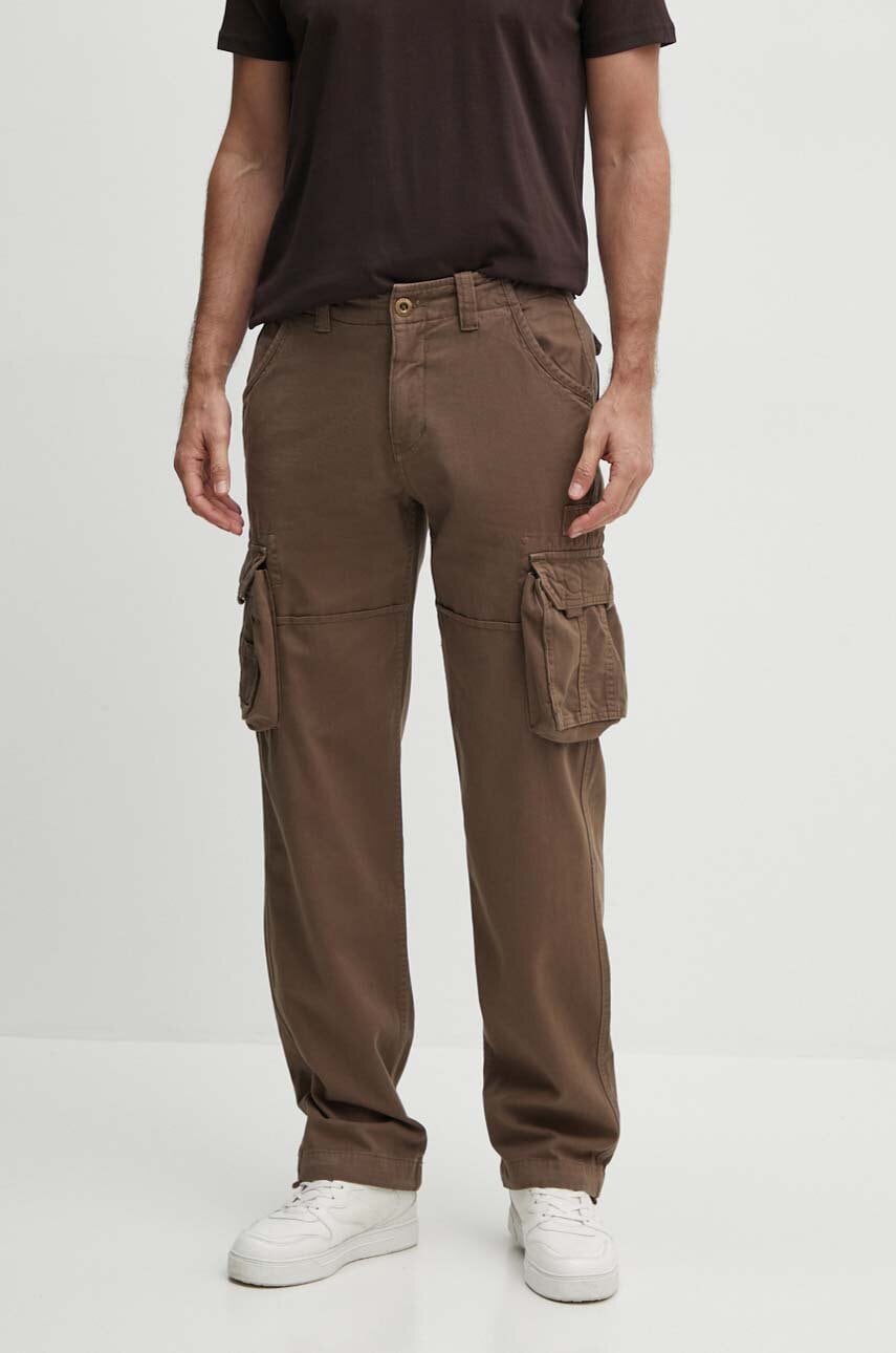 Alpha Industries pantaloni de bumbac Jet Pant culoarea bej, drept 101212.183