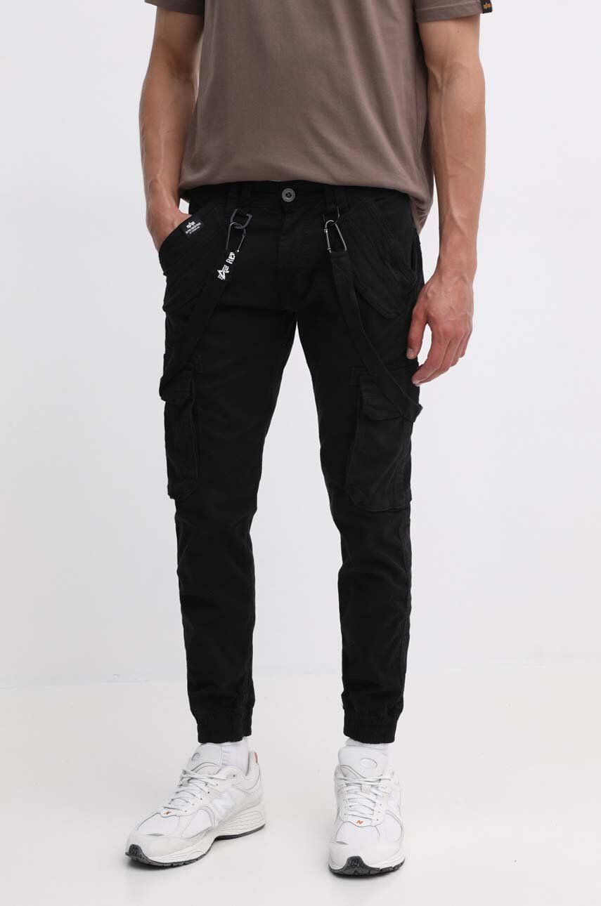Kalhoty Alpha Industries pánské, černá barva - černá - 98 % Bavlna