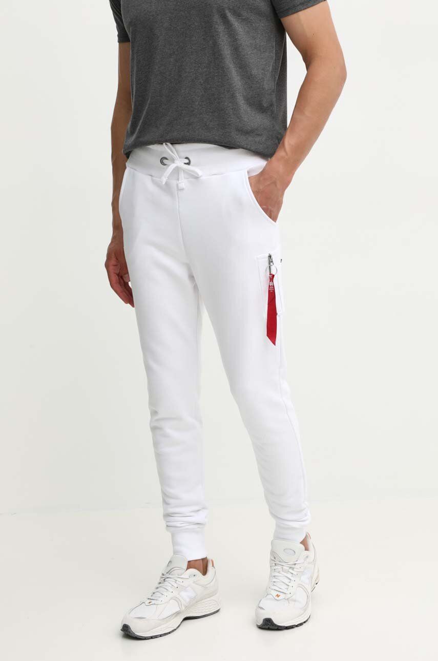Alpha Industries pantaloni de trening culoarea alb, neted