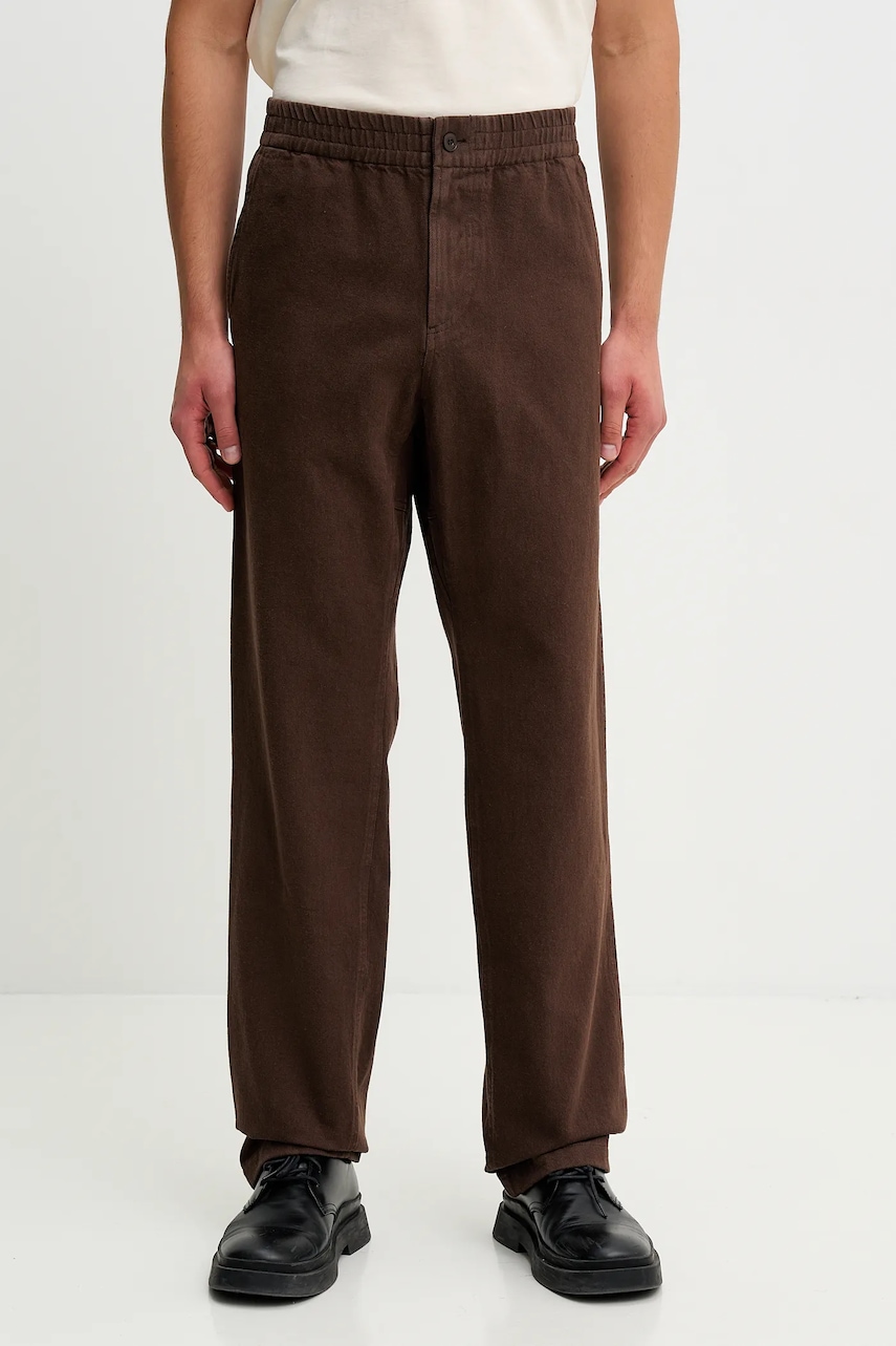 A.P.C. pantaloni de bumbac culoarea maro, drept