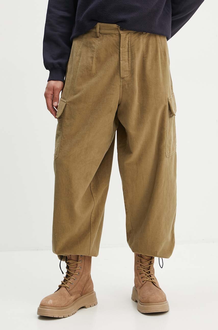 Levně Kalhoty Universal Works Loose Cargo Pant pánské, béžová barva, ve střihu cargo, 29148