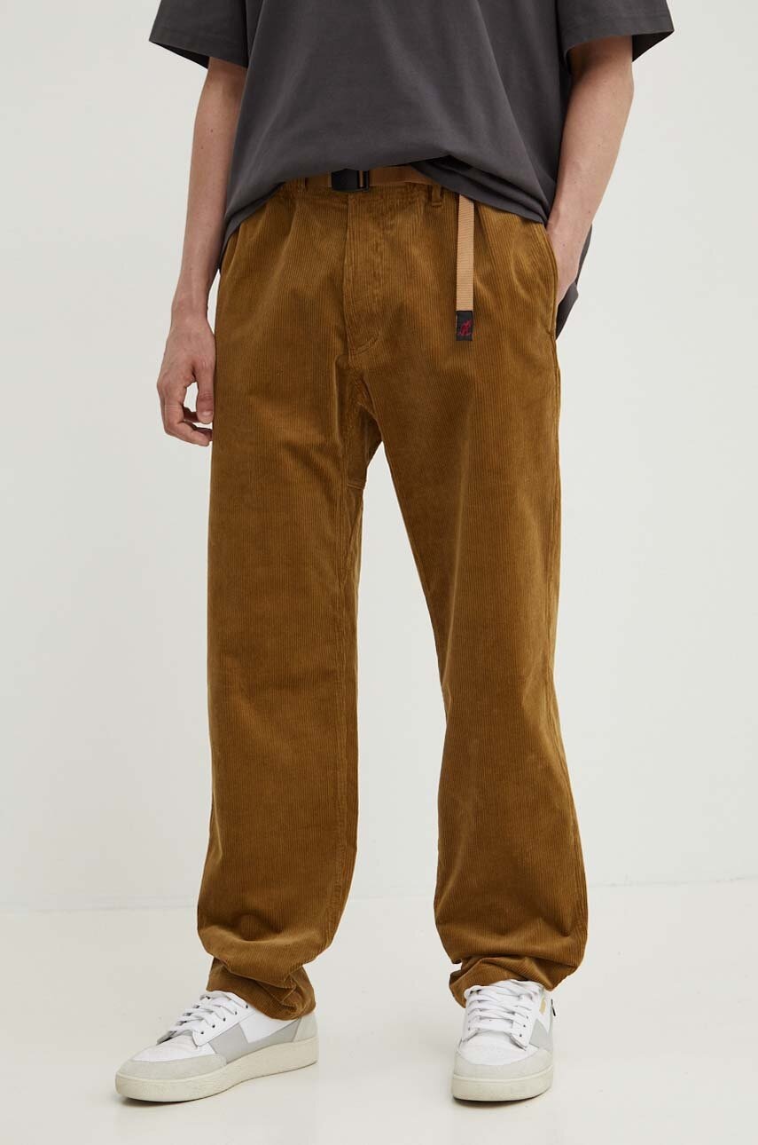 Gramicci pantaloni de catifea cord Corduroy Gramicci Pant culoarea maro, drept, G2FM.P003