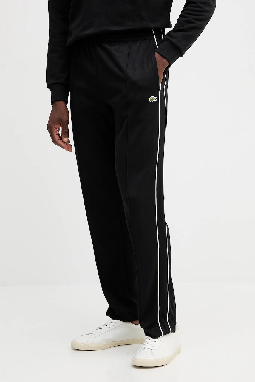 Lacoste pantaloni de trening culoarea verde, neted, XH1412