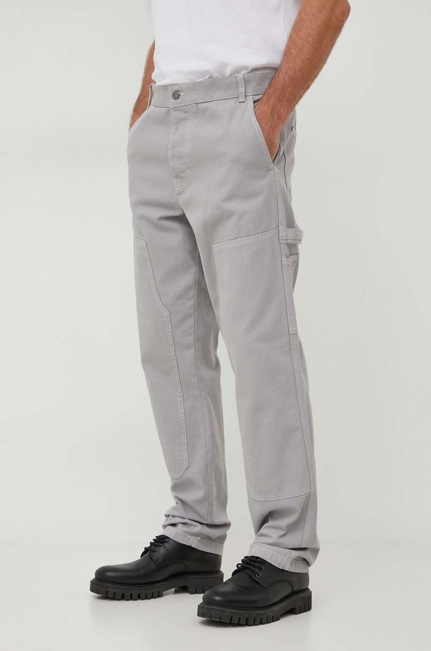 United Colors of Benetton pantaloni de bumbac culoarea gri, drept