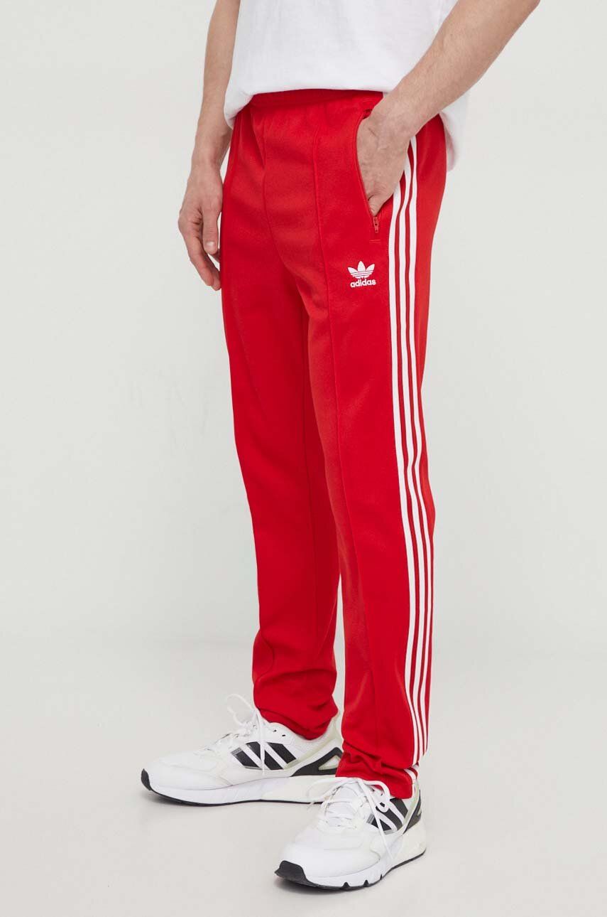 adidas Originals pantaloni de trening Adicolor Classics Beckenbauer culoarea roșu, cu imprimeu, IM4547