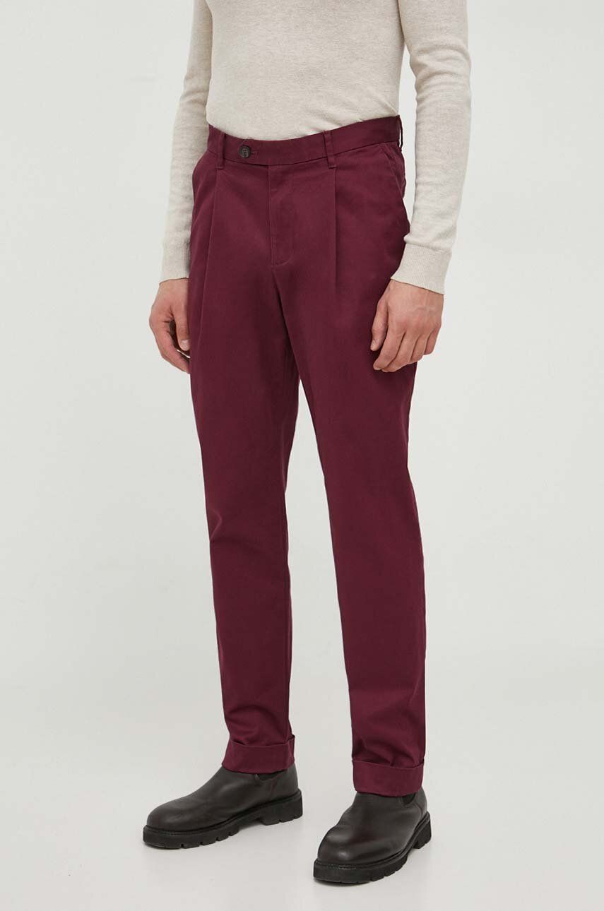 Michael Kors pantaloni barbati, culoarea bordo, drept