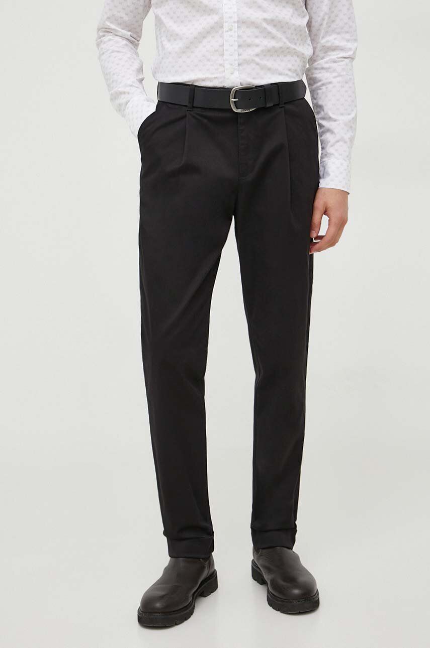 Michael Kors pantaloni barbati, culoarea negru, drept