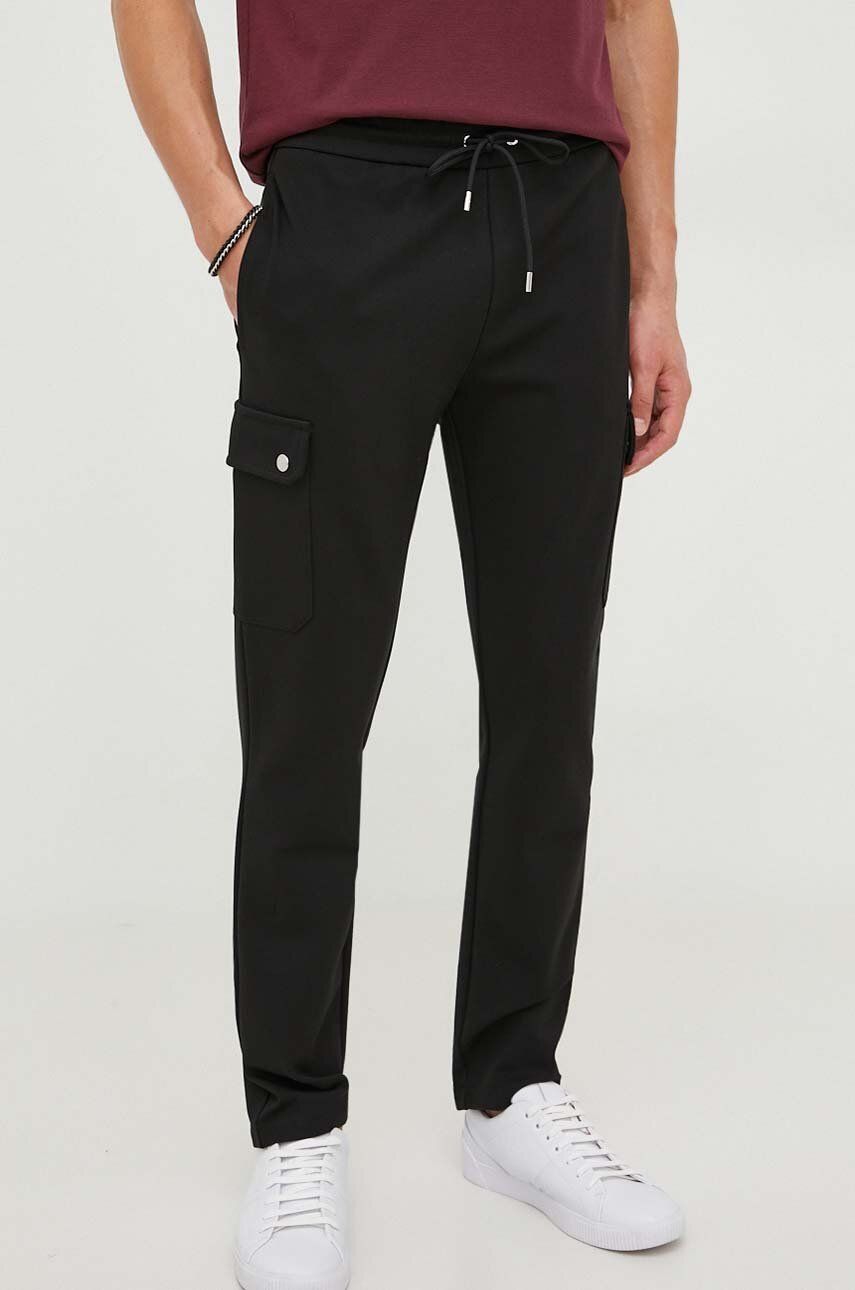 Levně Kalhoty s příměsí vlny Michael Kors černá barva, jednoduché