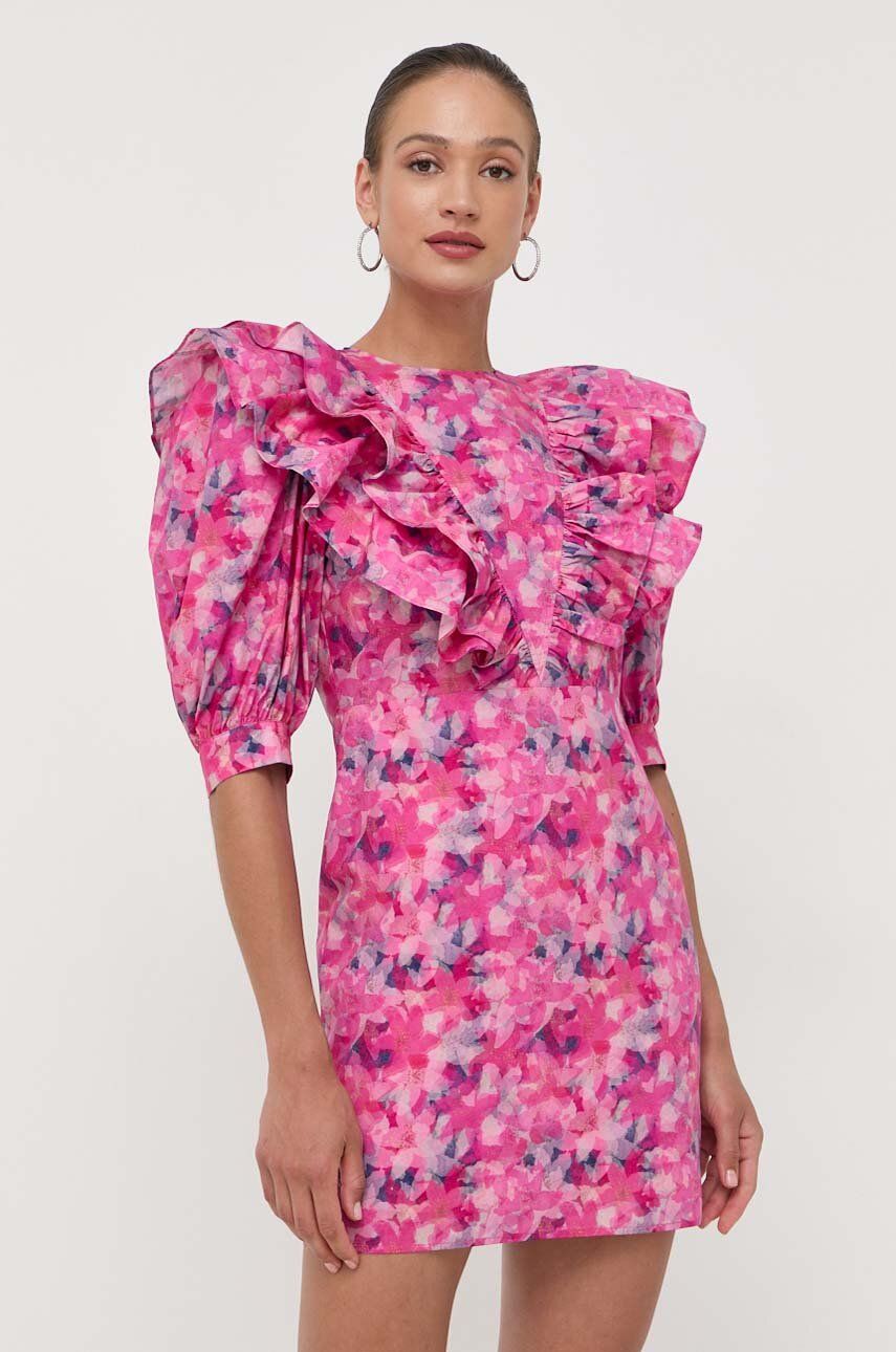 Levně Bavlněné šaty Custommade růžová barva, mini