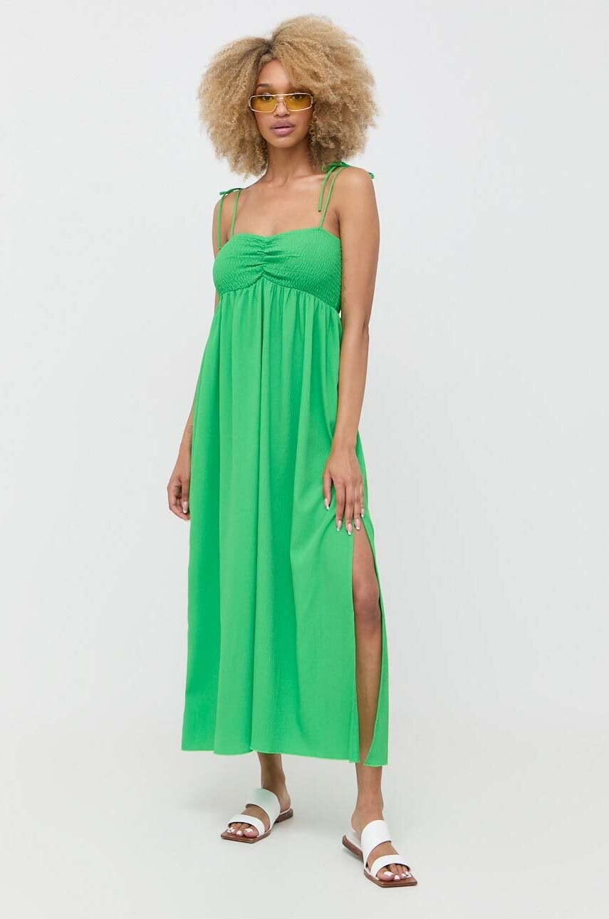 Notes du Nord rochie Carrie culoarea verde, maxi, evazati