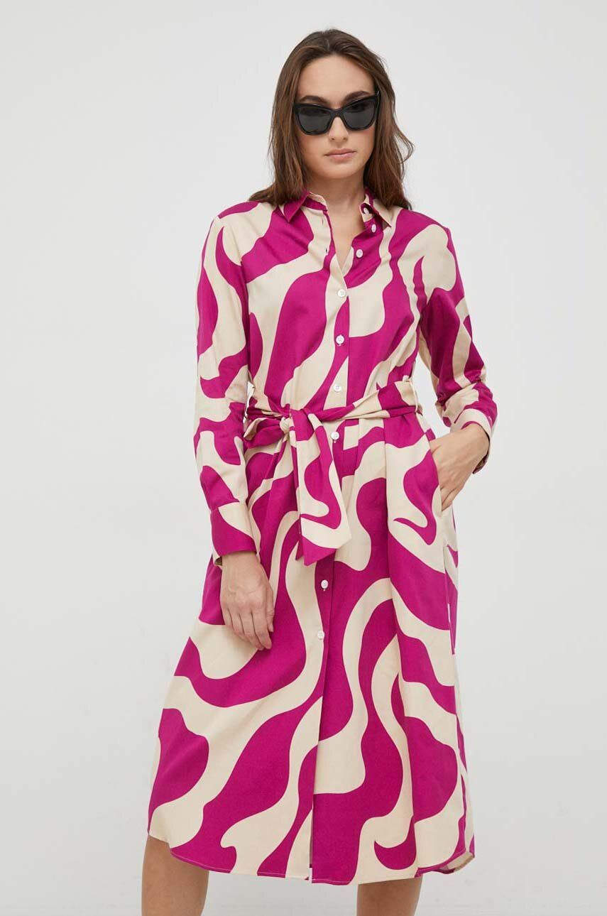 Bavlněné šaty Seidensticker růžová barva, midi - růžová - 100 % Bavlna