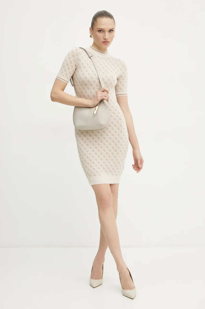 Платье Guess цвет бежевый mini облегающая Платье Guess цвет бежевый mini облегающая