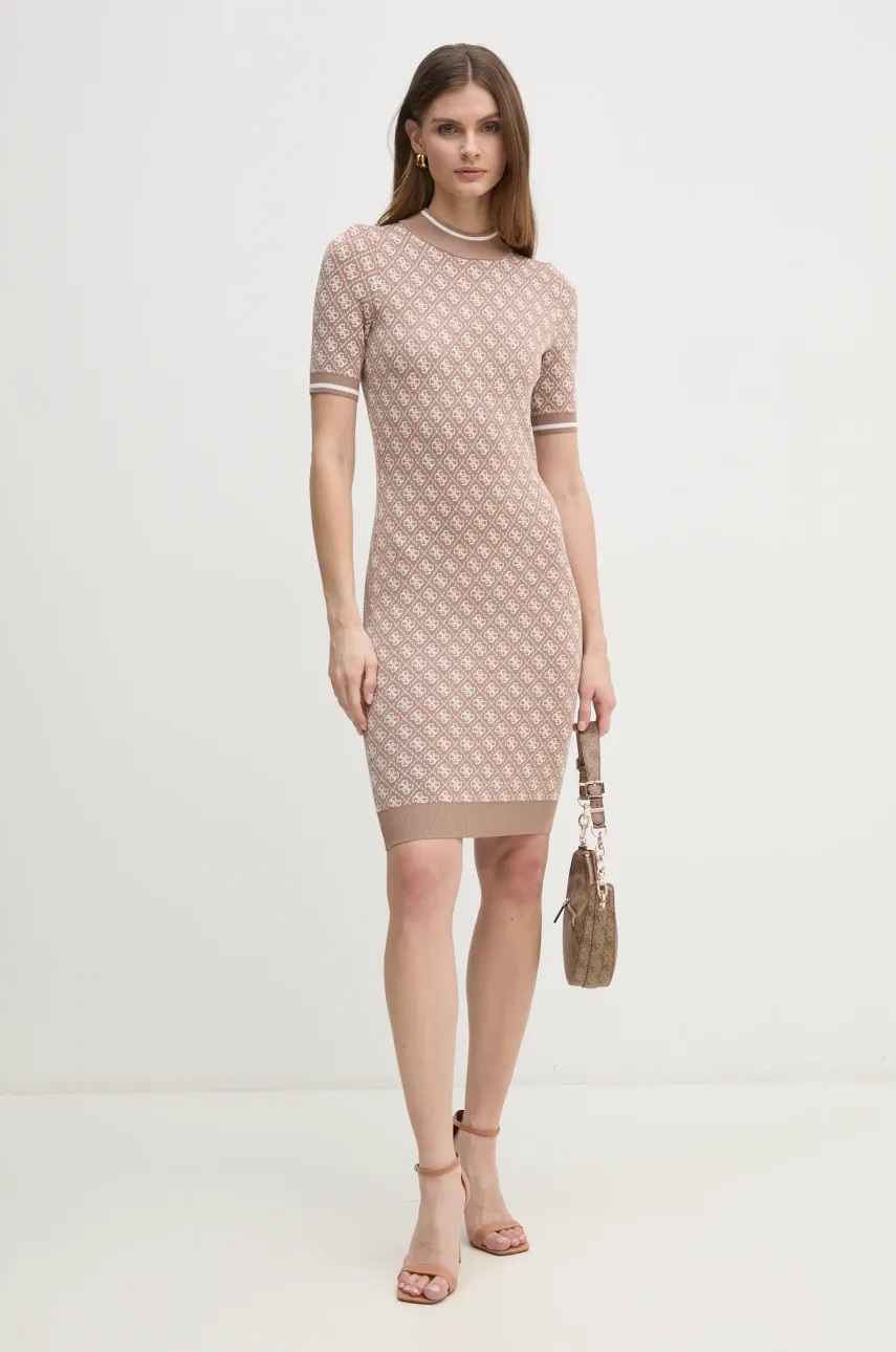 Платье Guess цвет бежевый mini облегающая Платье Guess цвет бежевый mini облегающая