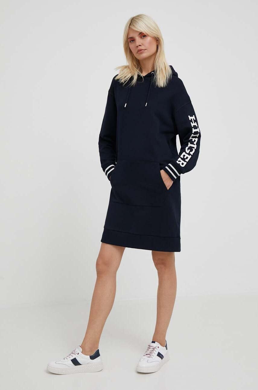 Бавовняна сукня Tommy Hilfiger колір синій mini oversize