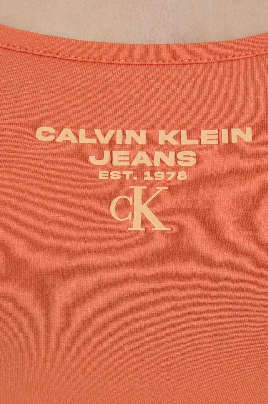 Calvin Klein Jeans sukienka kolor pomarańczowy mini prosta