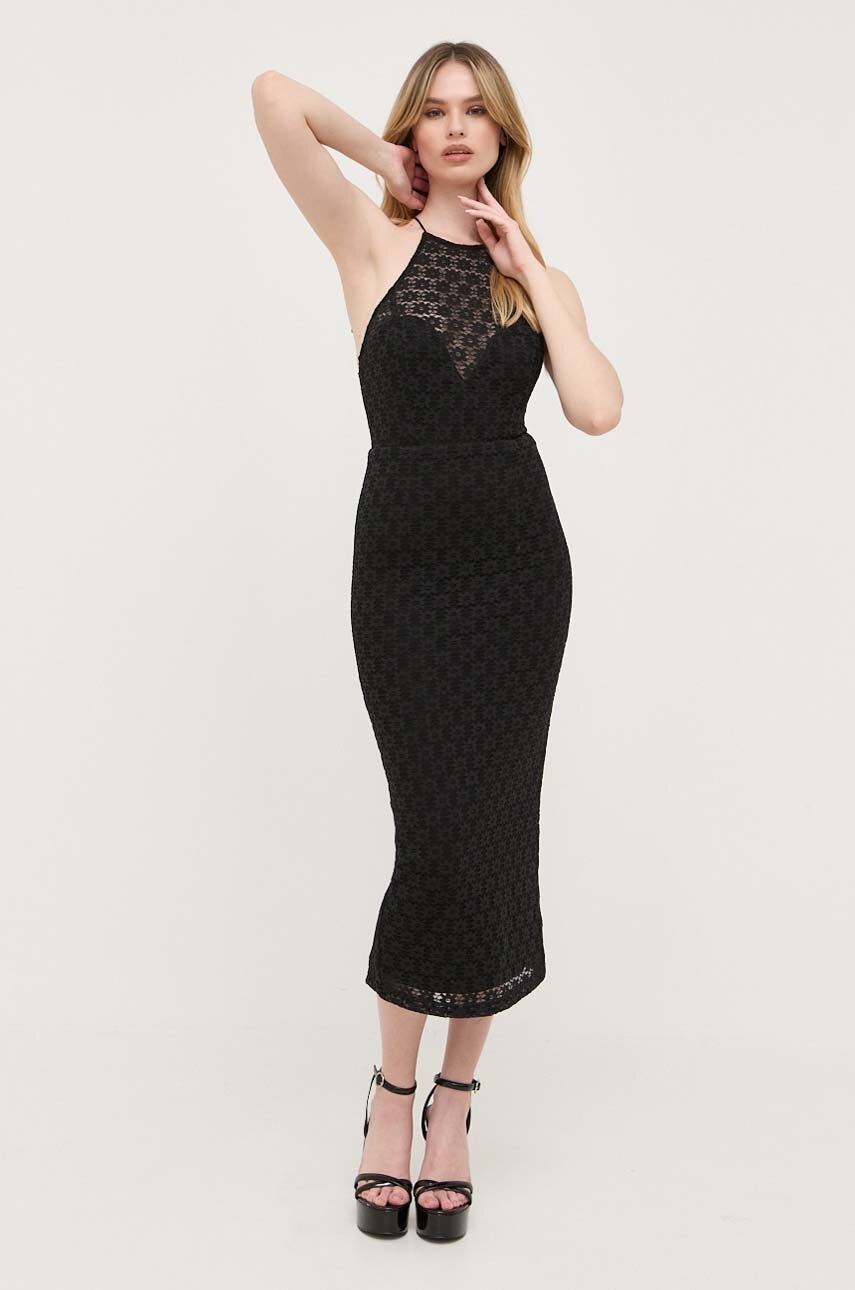 Bardot Rochie Culoarea Negru, Midi, Mulata