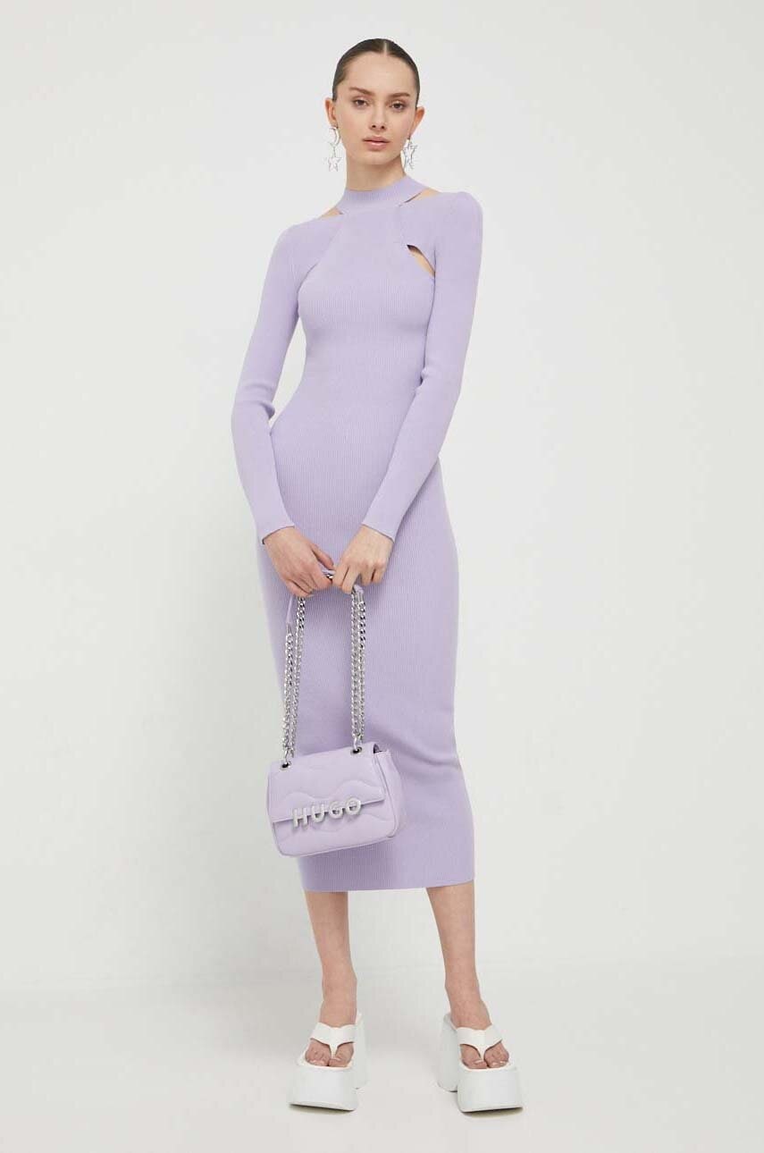 HUGO rochie culoarea violet, maxi, mulata