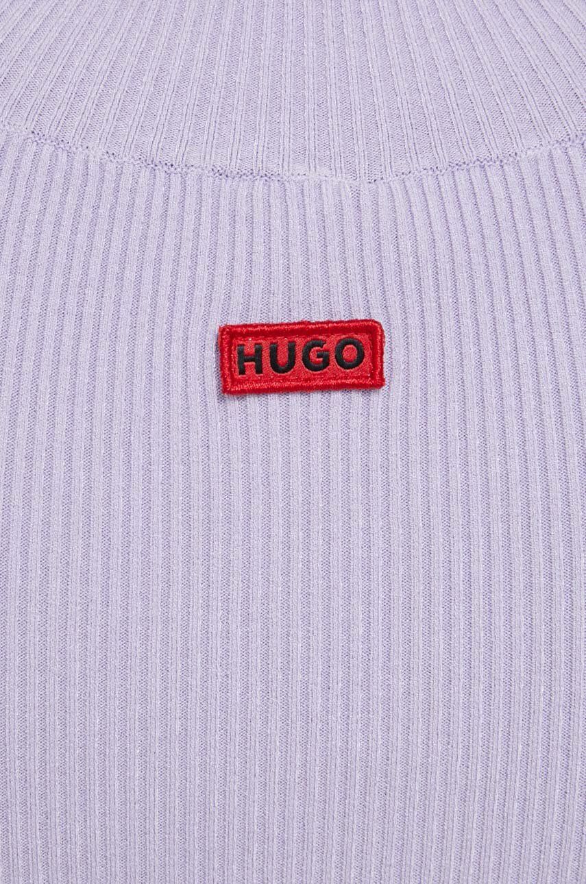 Сукня HUGO колір фіолетовий maxi облягаюча