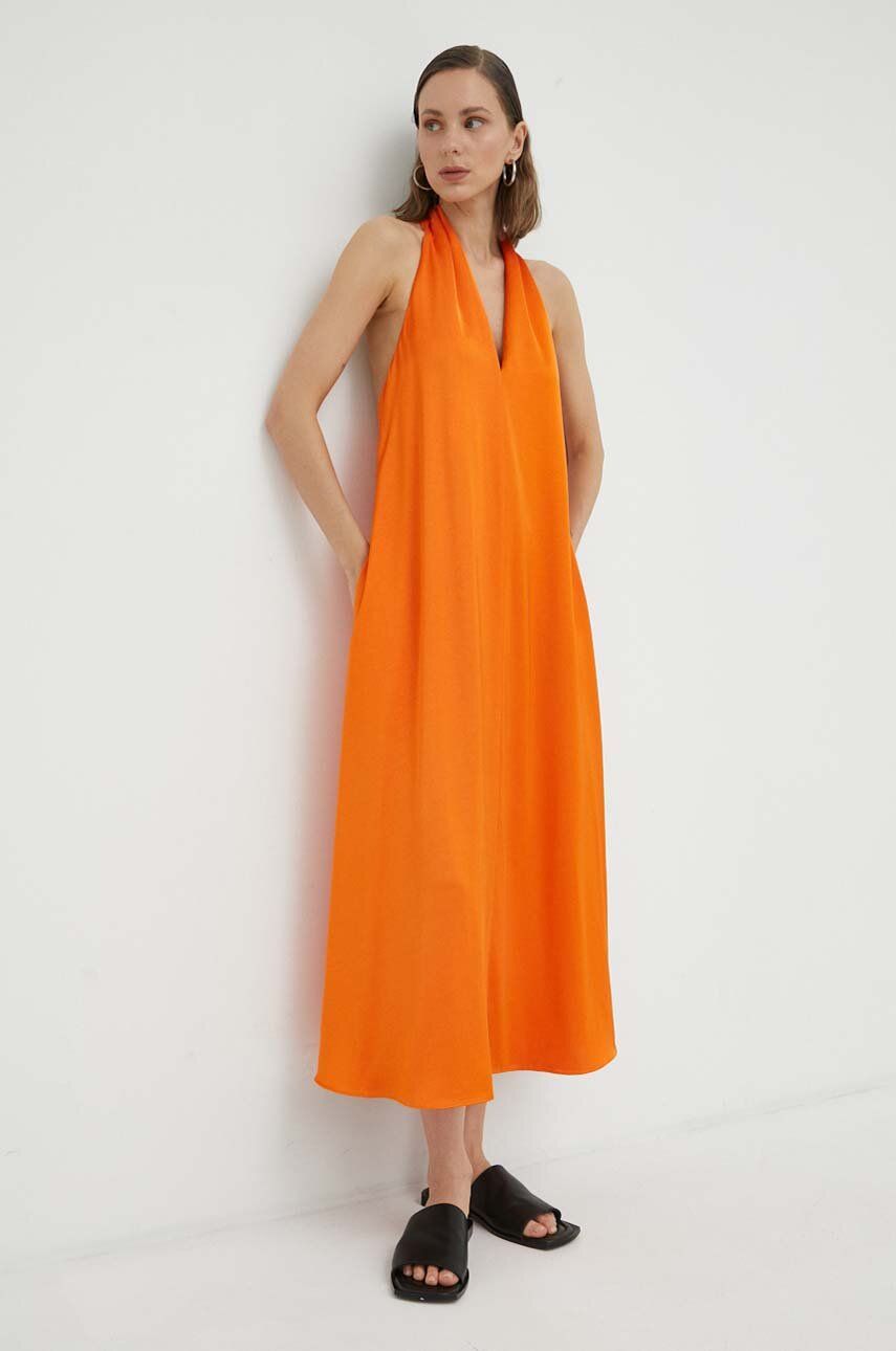 Levně Šaty Samsoe Samsoe oranžová barva, mini