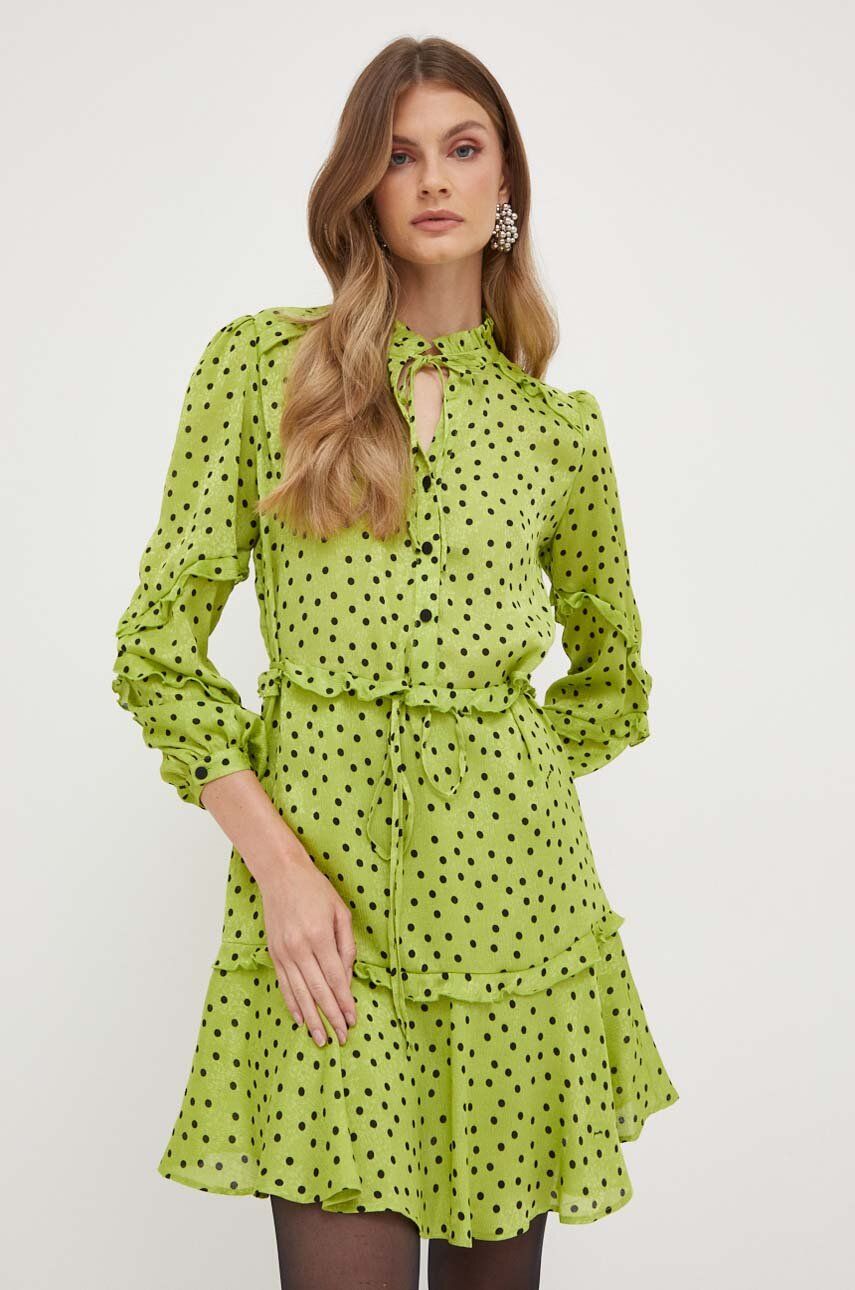 Šaty Pinko žlutá barva, mini - zelená -  100 % Polyester