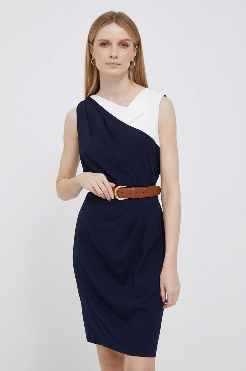 Dkny rochie culoarea albastru marin, mini, mulata