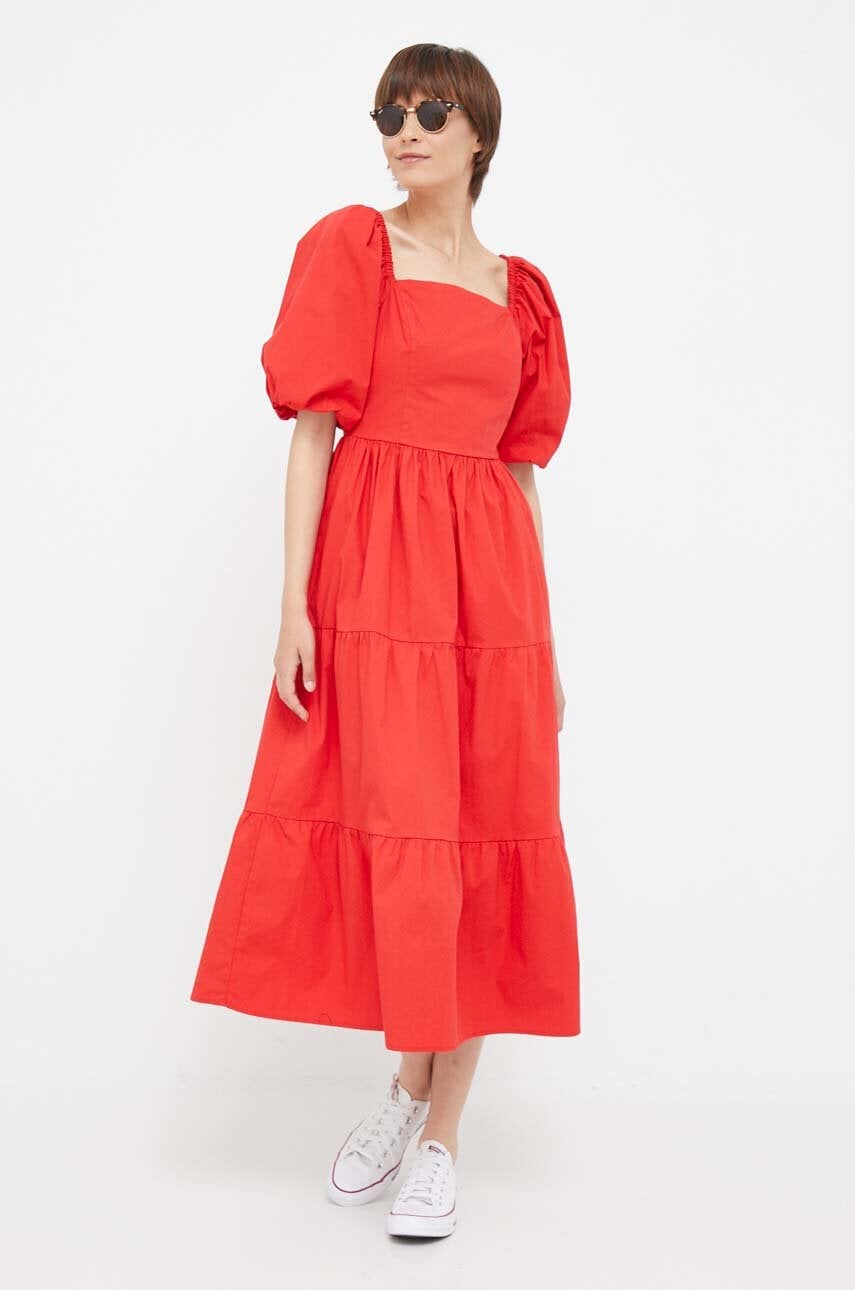 Dkny Rochie Culoarea Rosu, Midi, Evazati