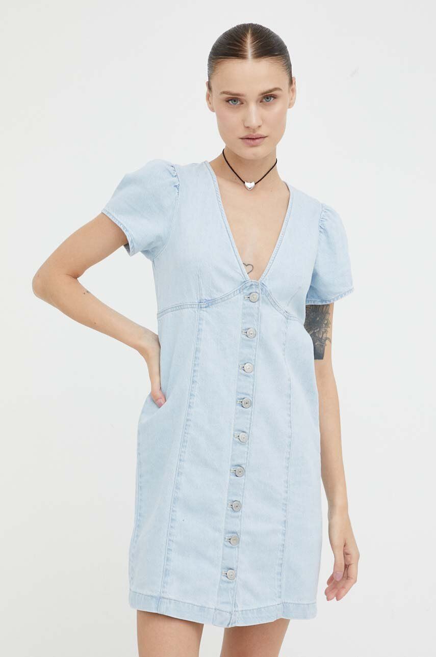 Džínové šaty Levi′s mini - modrá -  80 % Bavlna