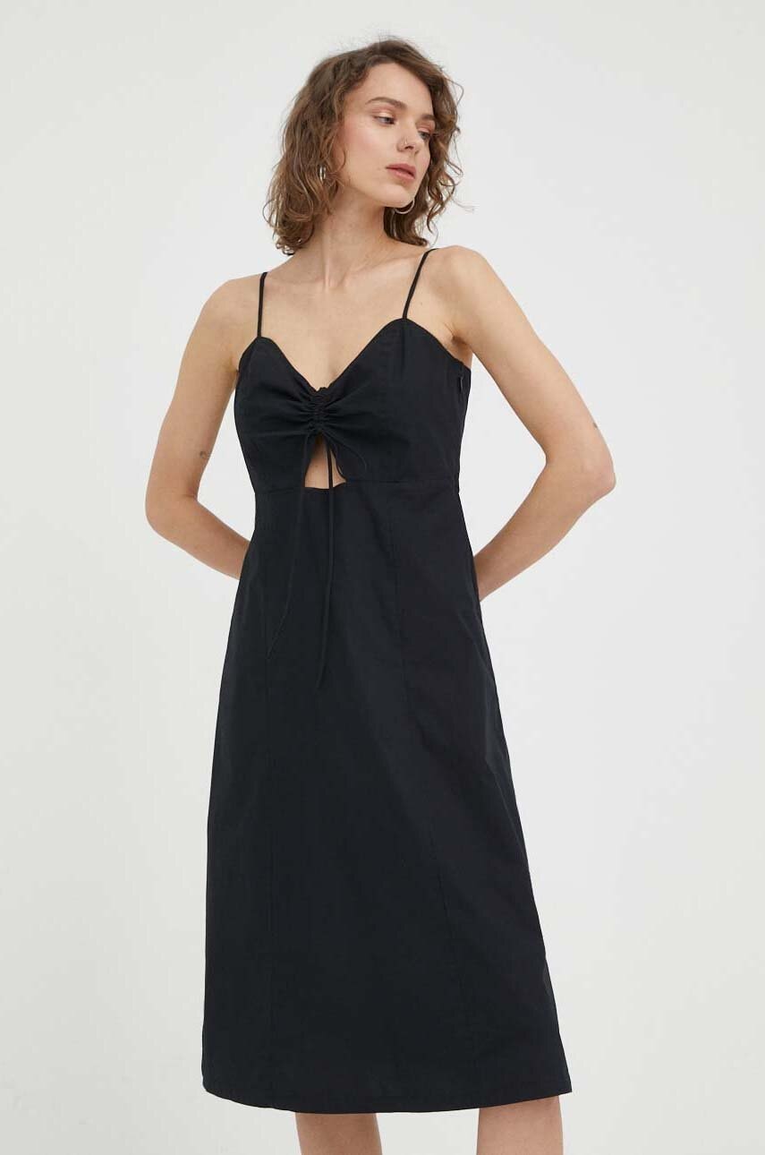 Levi's Rochie Din Bumbac Culoarea Negru, Mini, Evazati