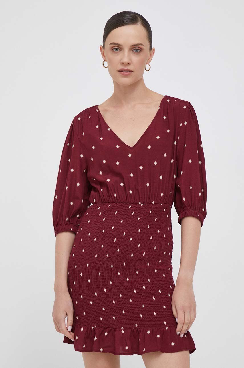 Pepe Jeans Rochie Culoarea Bordo, Mini, Drept