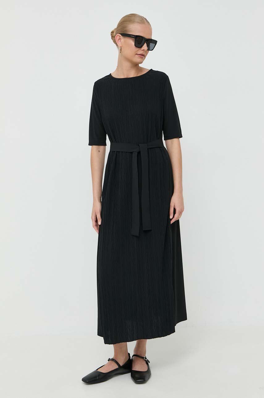 Šaty Max Mara Leisure černá barva, midi - černá -  100 % Polyester