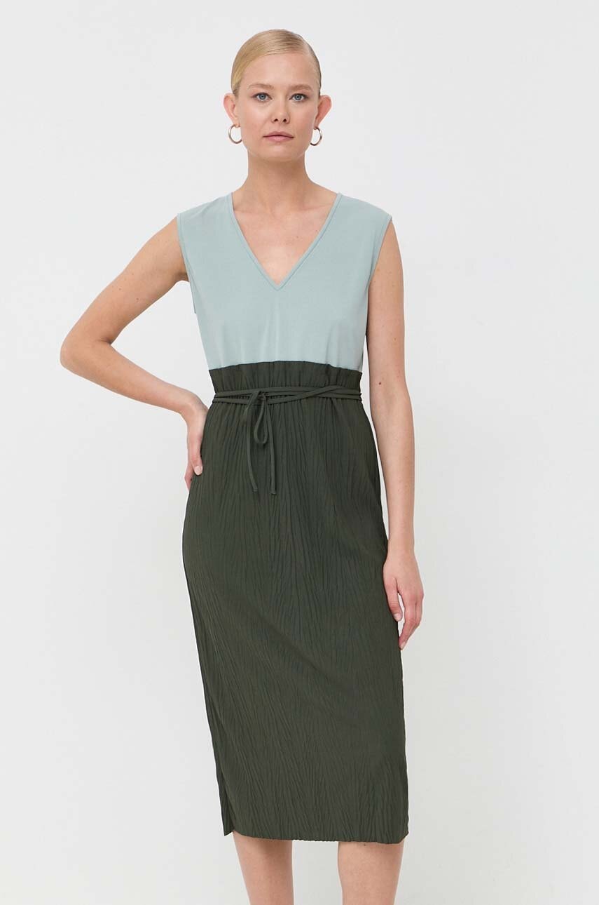 Max Mara Leisure rochie culoarea verde, midi, evazati