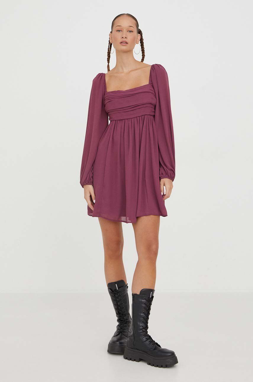 Abercrombie & Fitch Rochie Culoarea Violet, Mini, Evazati