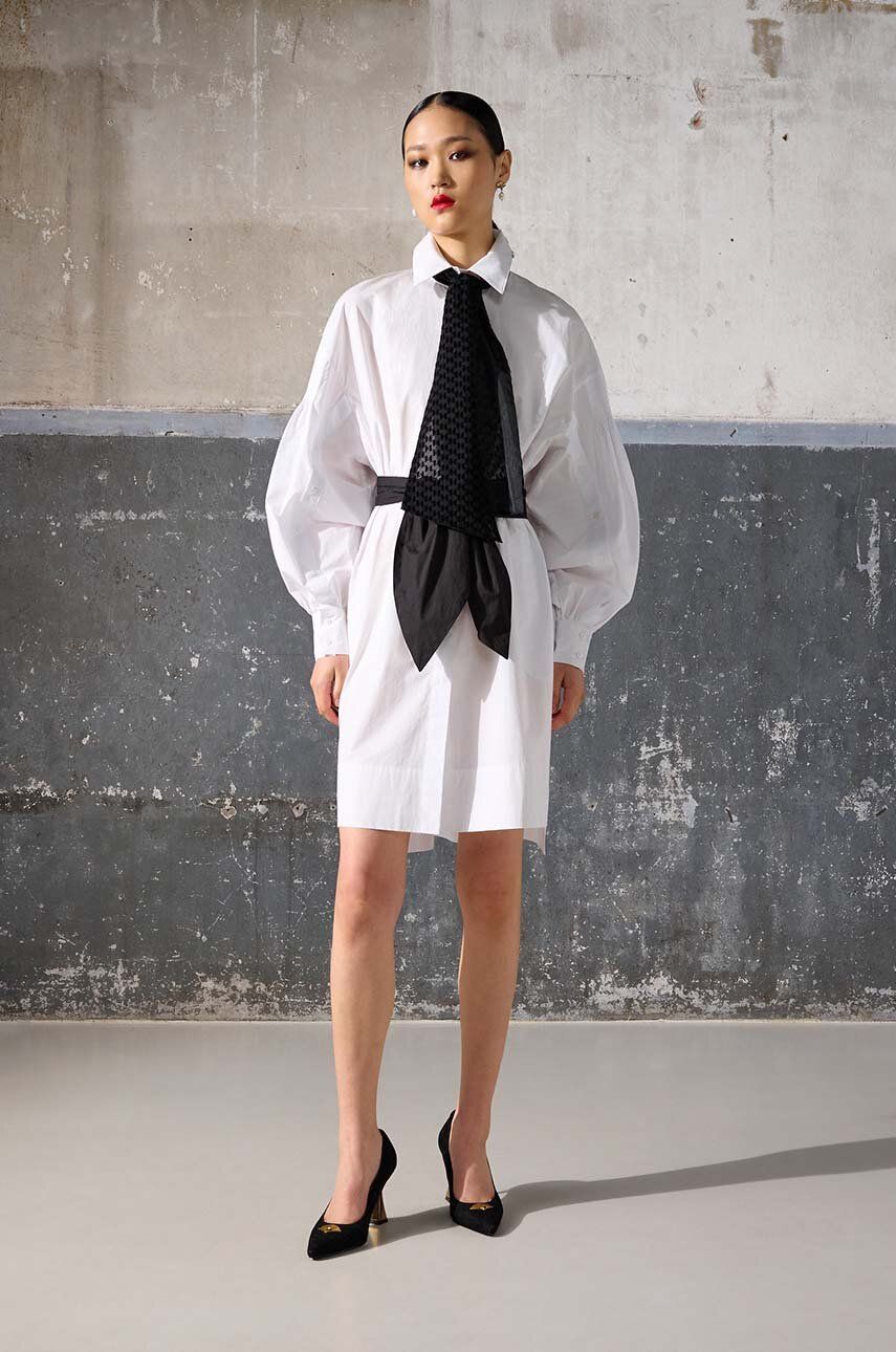 Karl Lagerfeld rochie din bumbac x Ultimate ikon culoarea alb, mini, oversize
