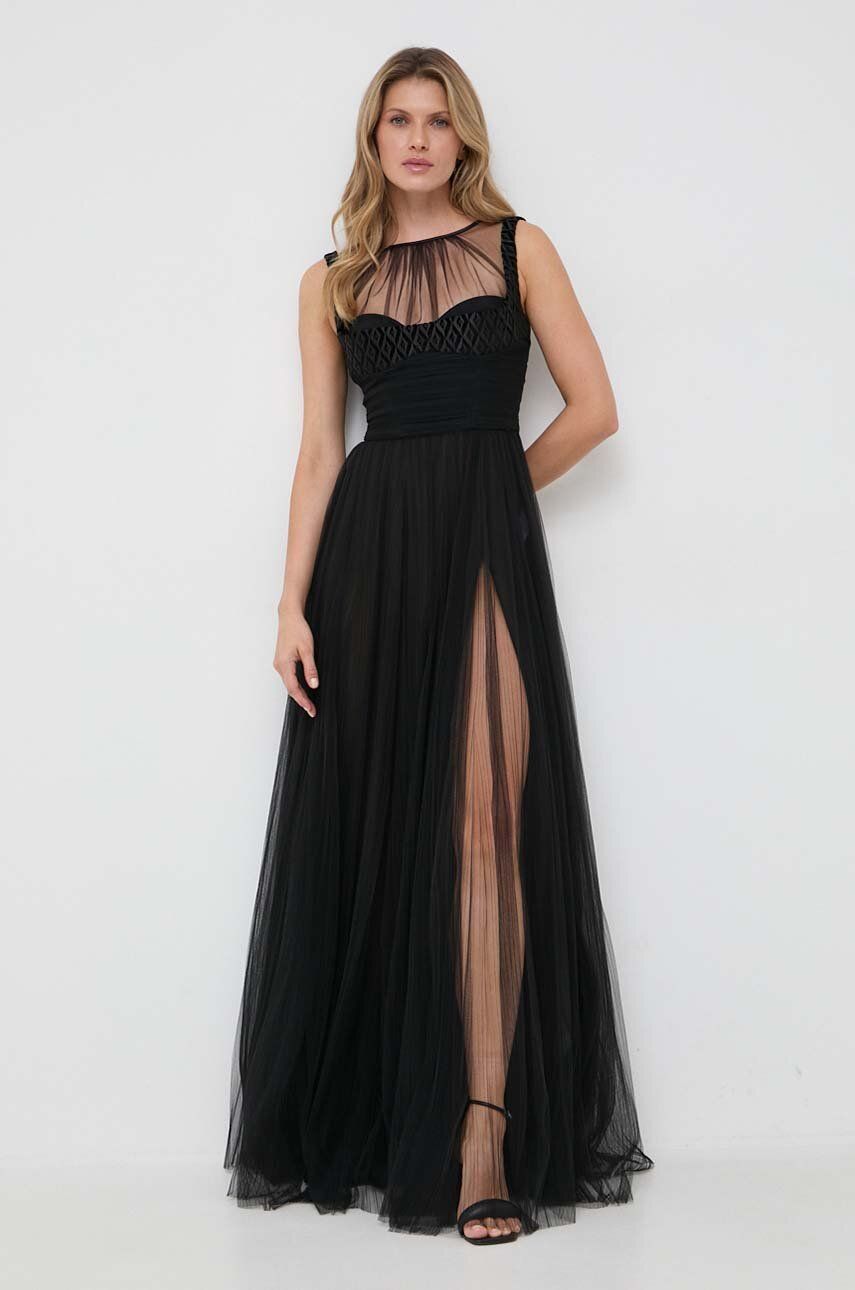 Сукня Elisabetta Franchi колір чорний maxi розкльошена