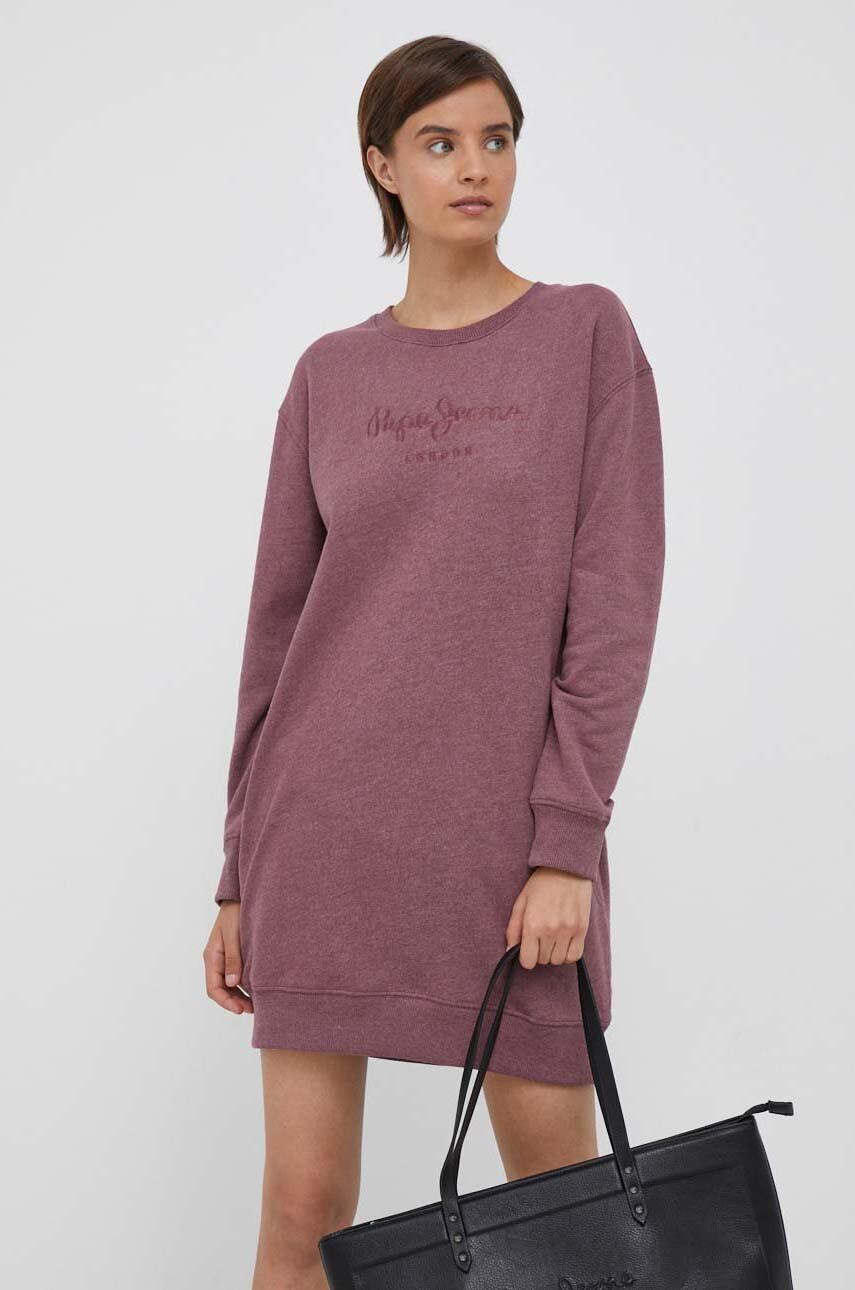 Pepe Jeans Rochie Britney Culoarea Bordo, Mini, Oversize