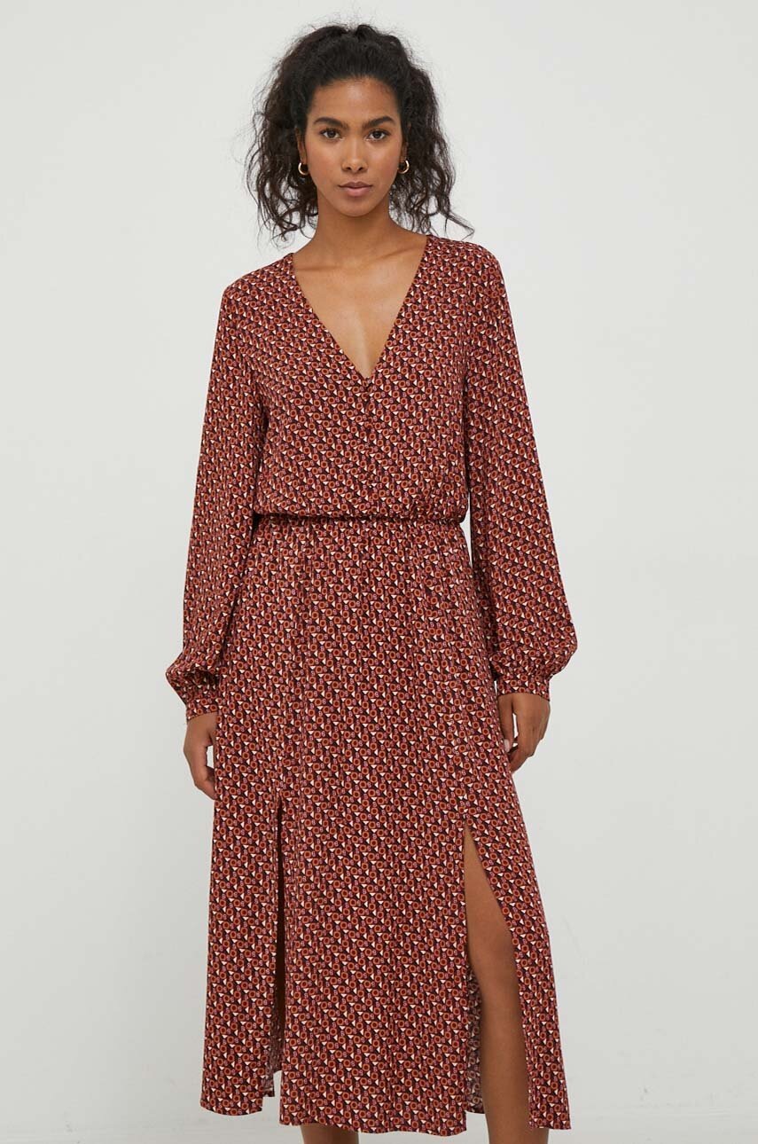 Pepe Jeans Rochie Din Bumbac Culoarea Bordo, Mini, Oversize