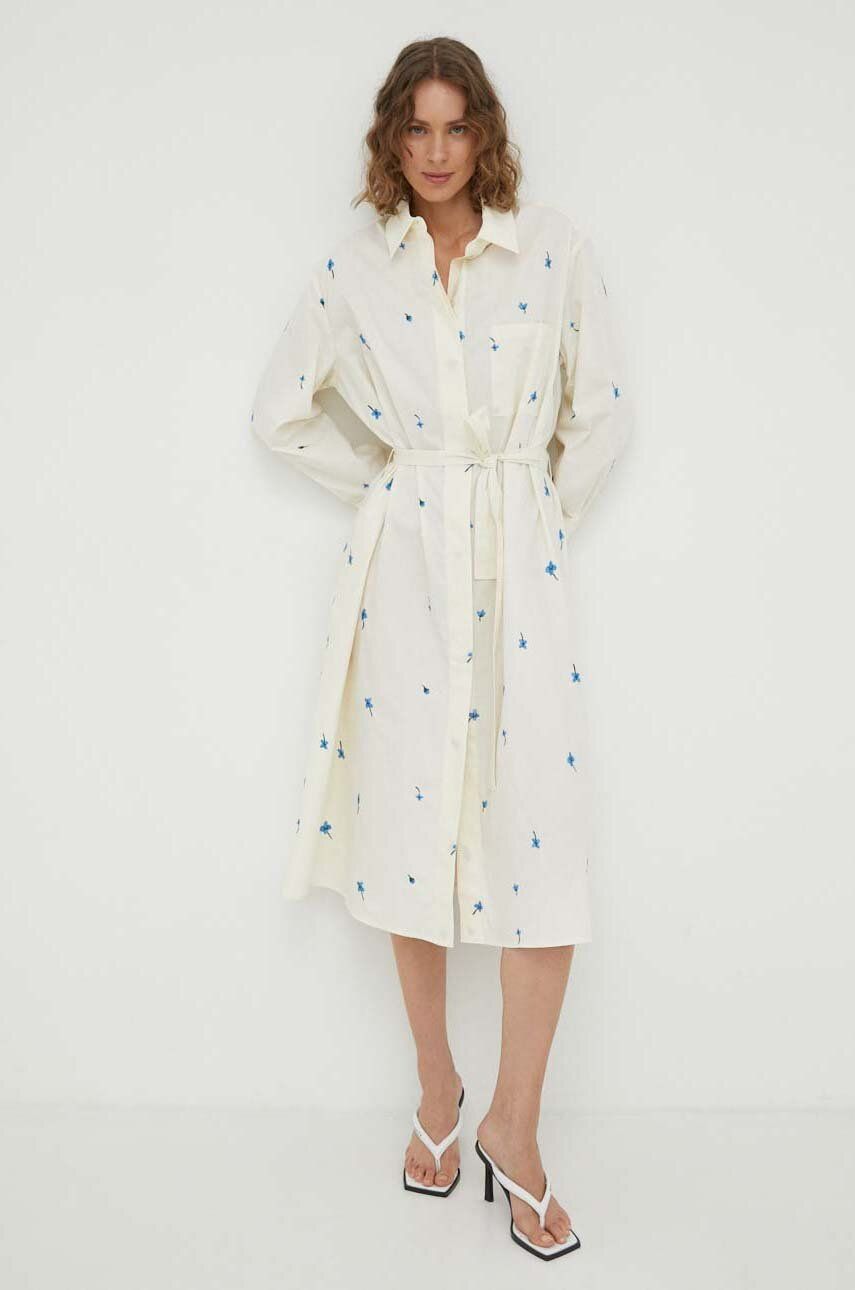 E-shop Bavlněné šaty Lovechild béžová barva, midi