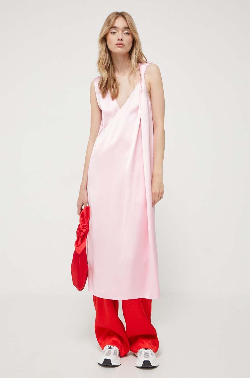 Stine Goya rochie culoarea roz, midi, evazati