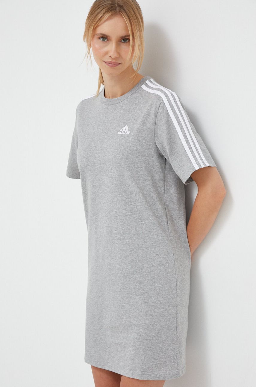 adidas rochie din bumbac culoarea gri, mini, oversize HR4924